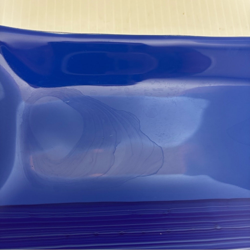 Cobalt Blue Fused Glass Catch All -trinket Plate Dish Signed By Artist - Picture 6 of 9